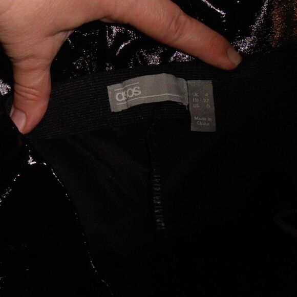 ASOS Size 0 Black High Shine Crinkle Pants • Sleek Club Vibes • Bold & Edgy - Picture 5 of 5